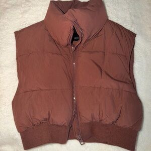 Zara Women's Rust Puffer Vest